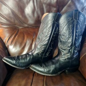 Black Wingtip Exotic Cowboy Boots 10D